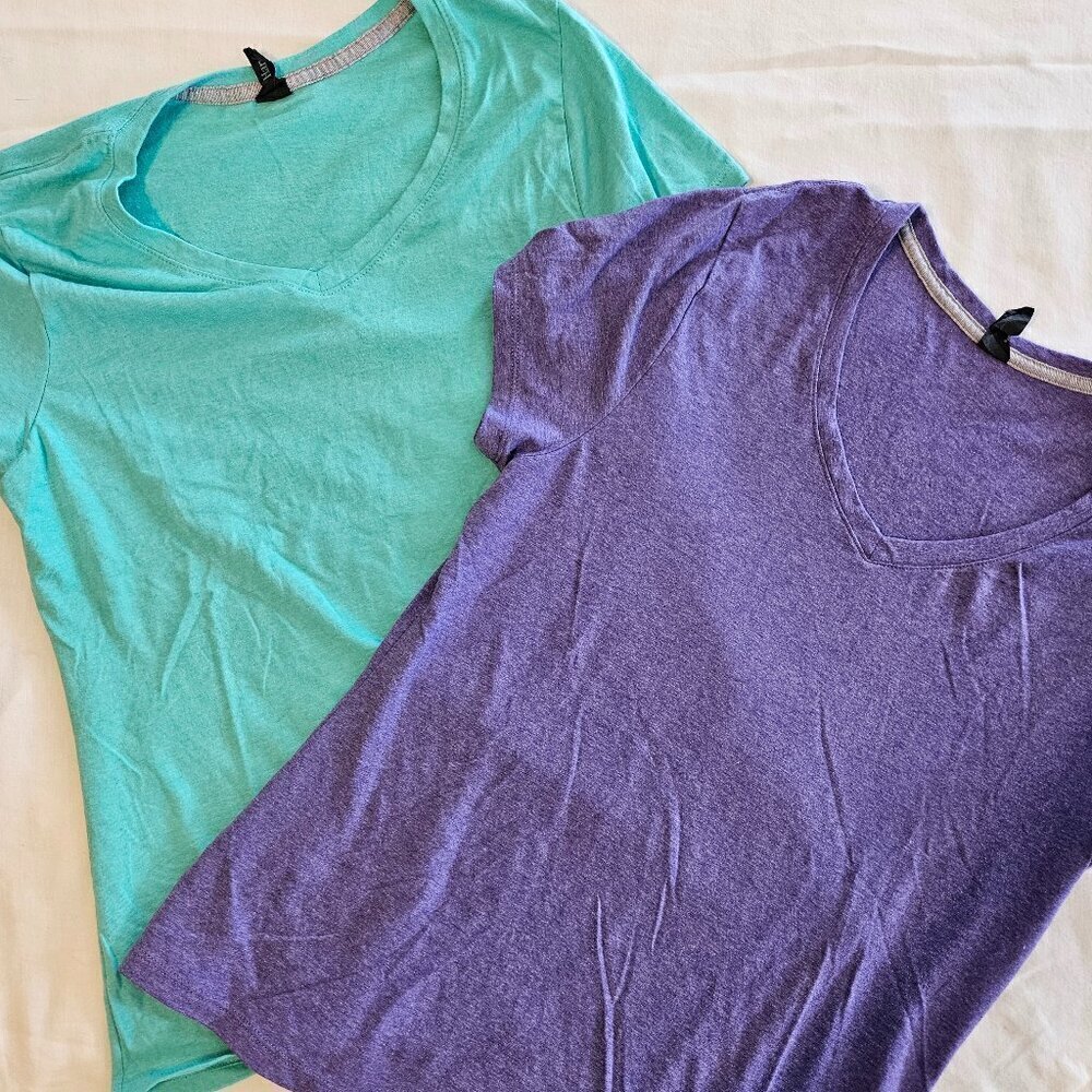 3 /15$ Bundle Deal 2 Tees for One Price Green and Purple Tees
